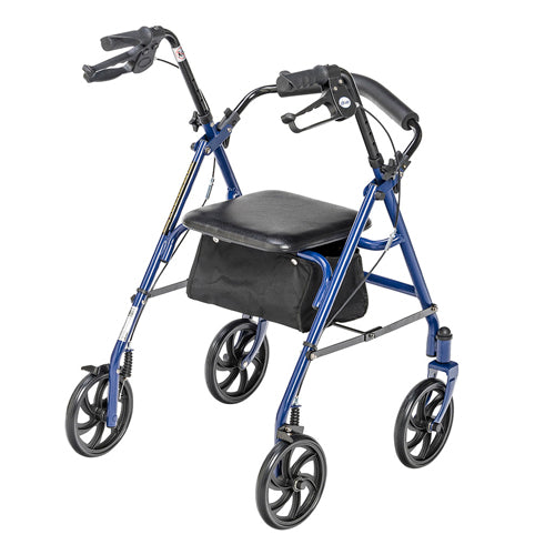 4 Wheel Steel Rollator w/7ª  Casters & Basket- Loop-Blue