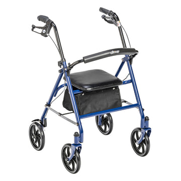4 Wheel Steel Rollator w/7ª  Casters & Basket- Loop-Blue
