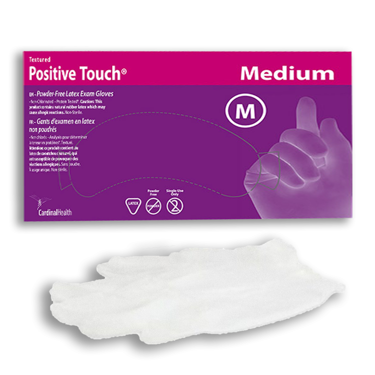 Cardinal Health Positive Touch Latex Exam Gloves Powder Free - Non-Sterile Bx 100