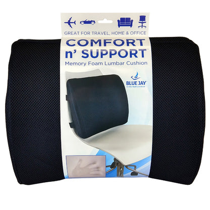 Lumbar Cushion w/Straps, Black Memory Foam