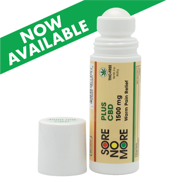 Sore No More® PLUS CBD WARM Pain Relief 3 oz. Roll-On / 1500 mg by Sombra