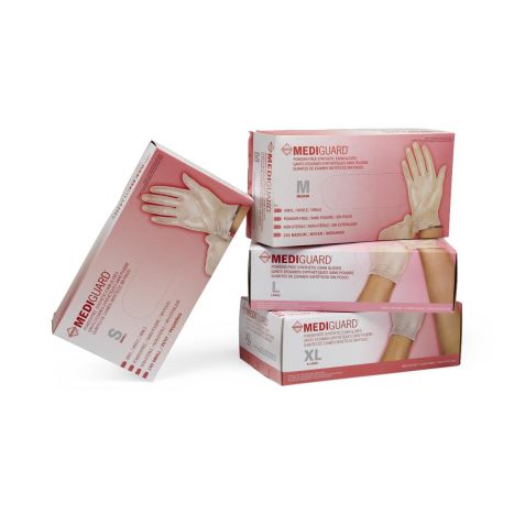 MediGuard Vinyl Synthetic Exam Gloves, Powder-Free Bx 150